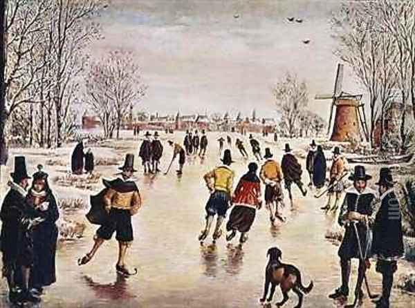 Ice Skating on the Zuidersee Oil Painting - Jan van Dorph