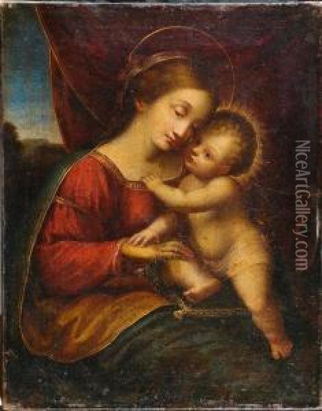 Madonna And Child. Oil Painting - Andrea Solario