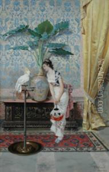 Italian Woman Oil Painting - Mariano De Franceschi