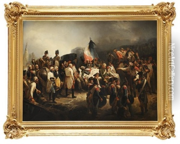 Le General Autrichien Kray Rend Hommage Au General Marceau Le 21 Septembre 1796 Oil Painting - Francois Bouchot