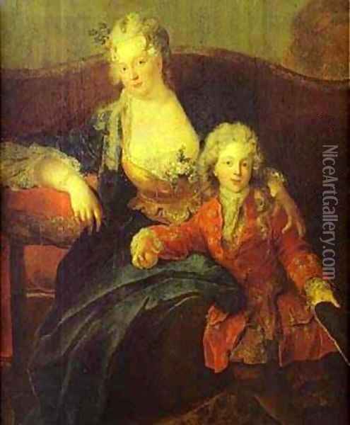 Portrait Of Baron Von Erlach With His Family Detail 1711 Oil Painting - Antoine Pesne