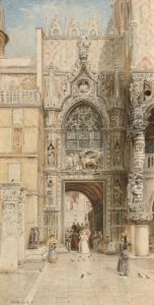 La Porta Della Carta, Venice Oil Painting - Ebenezer Wake Cook
