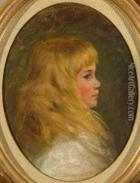 Portrait Of A Young Girl With Long Blondhair Oil Painting - Mary Lemon Waller