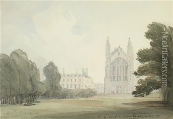 Kings College Chapel And Clare Hall Oil Painting - Charles Grene Ellicombe