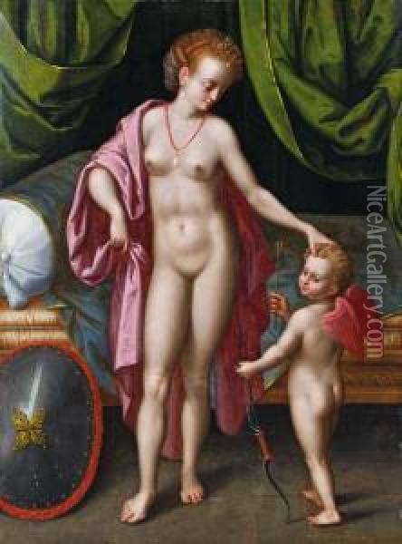 Venus Und Amor Oil Painting - Alexander Wiskemann