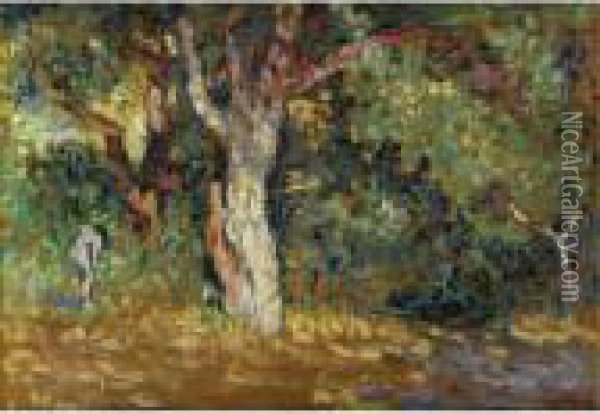 Etude De Sous-bois Avec Femme Nue Oil Painting - Henri Edmond Cross