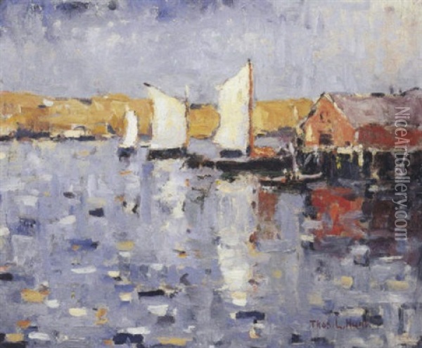 Harbor Sails Oil Painting - Thomas Lorraine Hunt