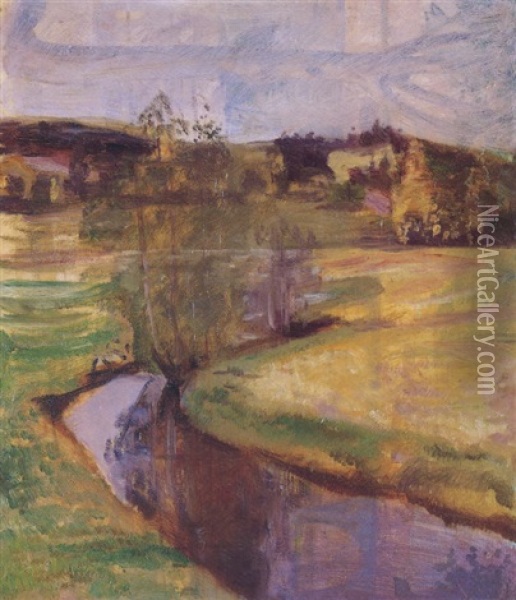 Norskt Varlandskap Oil Painting - Edvard Munch