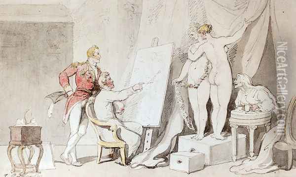 A Study In Life Drawing Oil Painting - Thomas Rowlandson