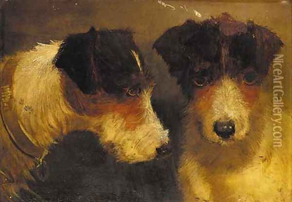The head of terrier Oil Painting - English School