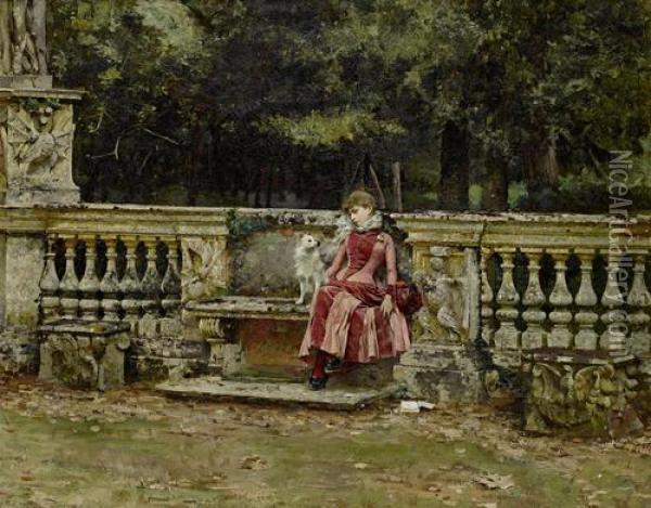 In The Villa Borghese, Rome Oil Painting - William Logsdail