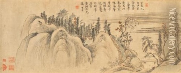 Landscape (in The Style Of Ni Zan And Wang Gongwang) Oil Painting -  Xie Lansheng