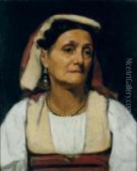 Study Of An Italian Peasant Woman Oil Painting - Theodore Robinson