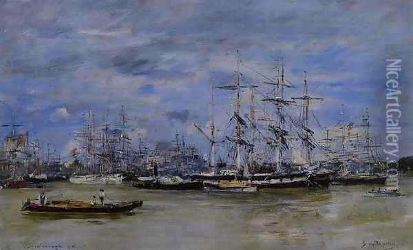 Bordeaux, the Port I Oil Painting - Eugene Boudin