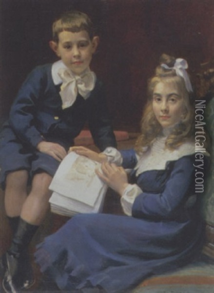 Die Geschwister Oil Painting - Frederic Dufaux