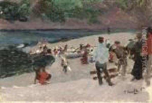 Asturias, Faenando On The Beach (asturias, Faenando En Laplaya) Oil Painting - Joaquin Sorolla Y Bastida