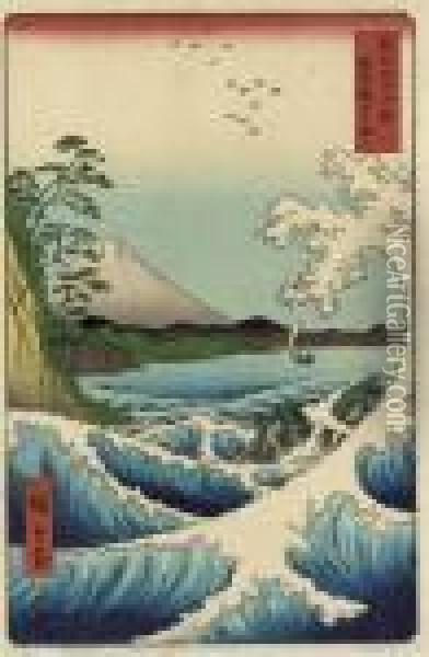 Fuji Sanjurokkei (thirty-six Views Of Mount Fuji) Oil Painting - Utagawa or Ando Hiroshige