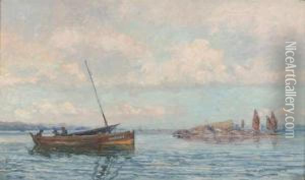 Coastal Scene With Fishing Boat Oil Painting - Peter MacGregor Wilson