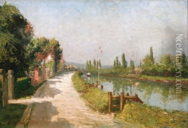 Paysage Des Environs De Rouen Oil Painting - Joseph Marie Louis Delattre