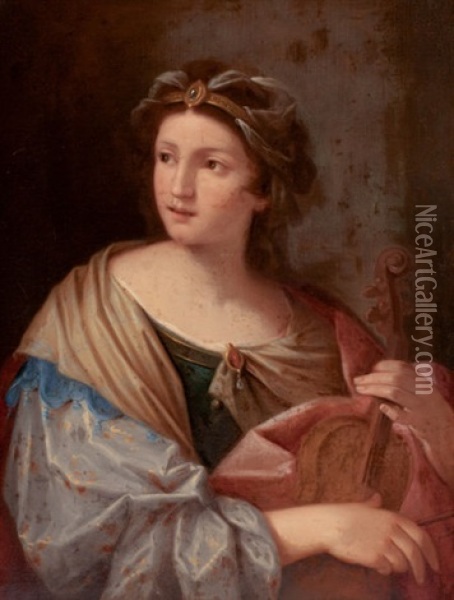 Woman With A Violin (possibly Saint Cecilia) Oil Painting - Giovanni Andrea Sirani