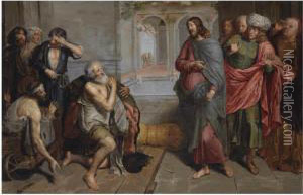 Christ Healing The Sick At Bethesda Oil Painting - Pieter van Lint