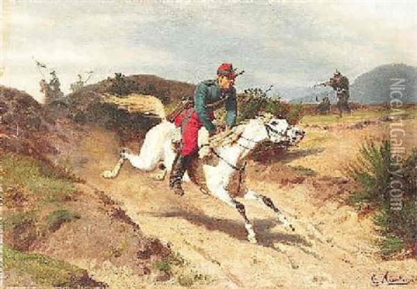 Franzosischer Meldereiter Oil Painting - Emil Hunten