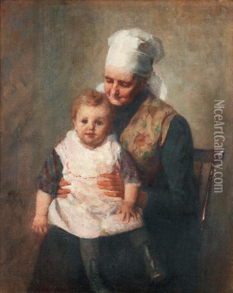 In Grandmother's Lap Oil Painting - Emma Ekwall
