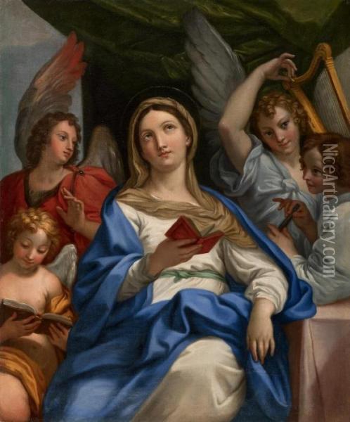 Madonna Mit Musizierenden Engeln Oil Painting - Carlo Maratta or Maratti