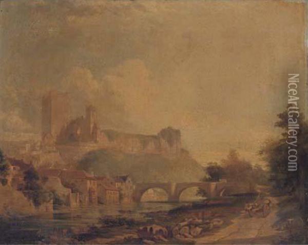 Richmond Castle, Yorkshire Oil Painting - Edmund John Niemann, Snr.