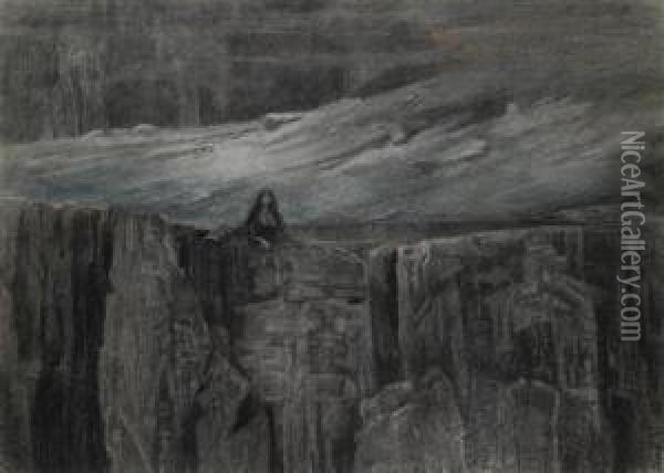 Sphinx In Felsiger Landschaft Oil Painting - Emilie Mediz-Pelikan