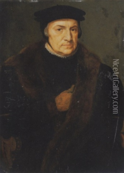 Portrait D'homme Au Manteau De Fourrure Oil Painting - Bartholomaeus Bruyn the Elder
