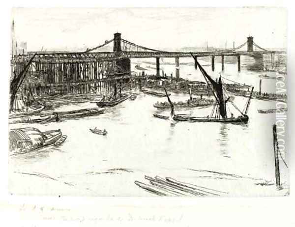 Old Hungerford Bridge 2 Oil Painting - James Abbott McNeill Whistler