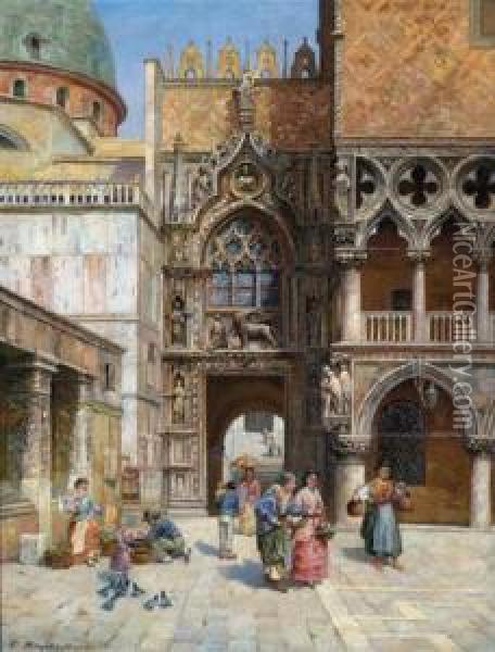 Partie Aus Venedig Oil Painting - Ernst Stache