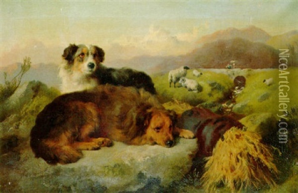 Watching The Flock Oil Painting - George William Horlor