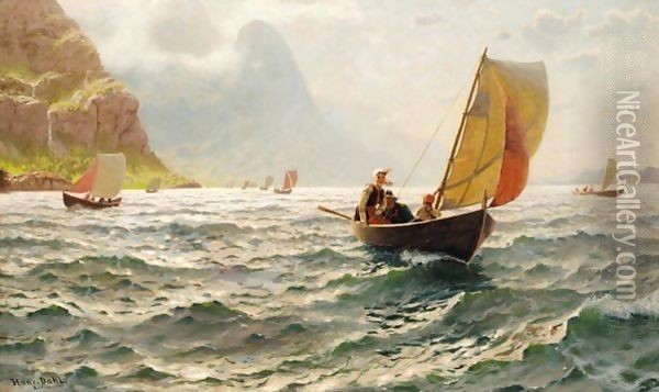 Pa Solfylte Bolger (Upon Sunny Waves) Oil Painting - Hans Dahl