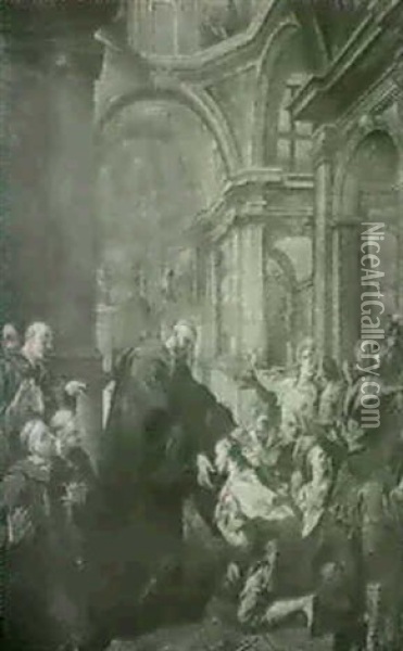 The Conversation Of Saint Bavo(?) Oil Painting - Francesco de Mura