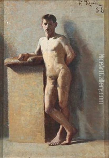 A Nude Male Oil Painting - Fritz Kraul