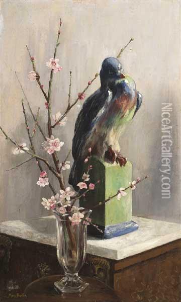 Gilbert Bayes Pigeon With Almond Blossom Oil Painting - Mary Georgina Barton