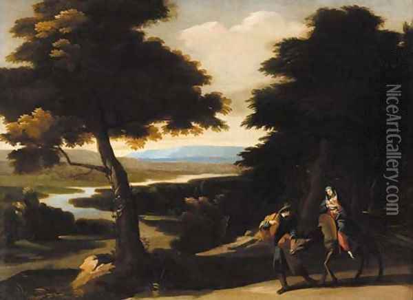The Flight into Egypt Oil Painting - Giovanni Francesco Grimaldi