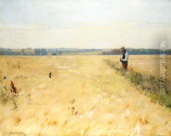 I Kornmarken (In The Cornfield) Oil Painting - Hans Anderson Brendekilde