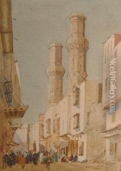 A Cairo Street Scene. Oil Painting - James Garden Laing