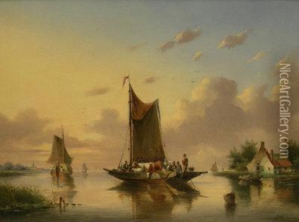 The Ferry Oil Painting - Gerardus Hendriks