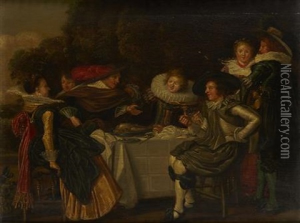 A Convivial Party Oil Painting - Dirck Hals