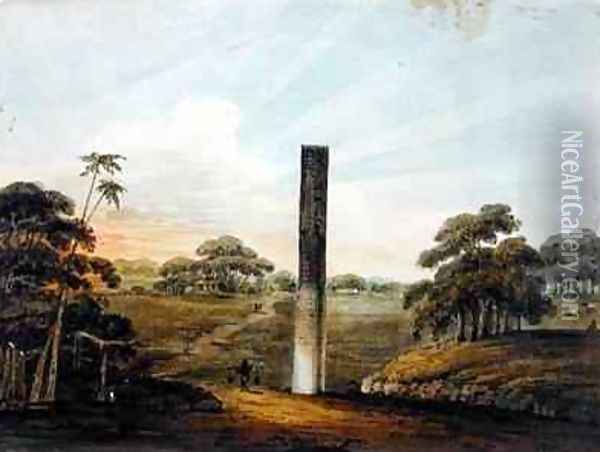 The Pre Asokan pillar at Araraj North Bihar Oil Painting - J. Harris