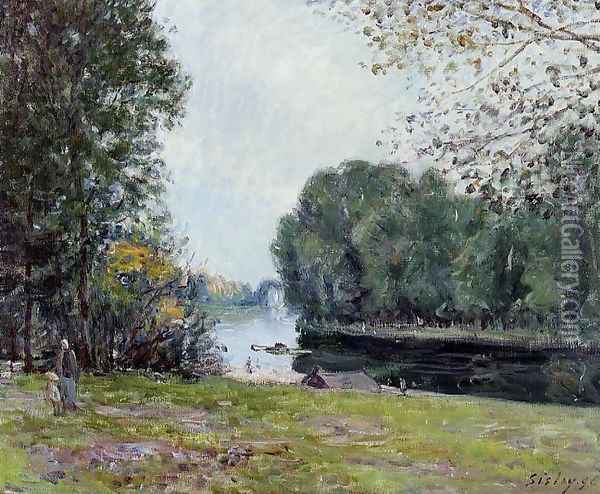 A Turn of the River Loing, Summer Oil Painting - Alfred Sisley