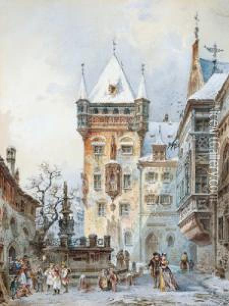 Sternsinger In Una Citta Medioevale Oil Painting - Friedrich Perlberg