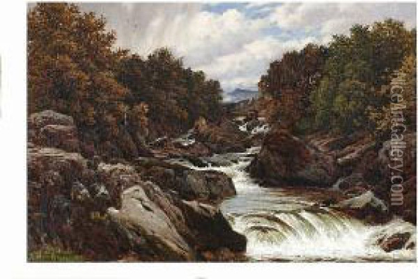 On The River Lledr Between Dolwyddelan And Betws-y-coed Oil Painting - Reginald Aspinwall