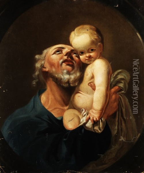 Heiliger Joseph Mit Dem Jesuskind Oil Painting - Michael Ignaz Mildorfer