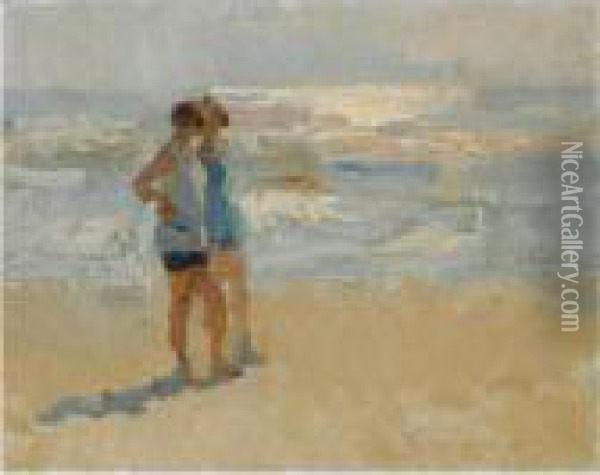 Ladies On The Beach, Viareggio Oil Painting - Isaac Israels