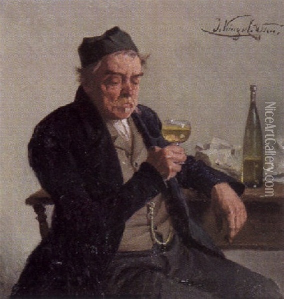 Wein-genieser Oil Painting - Josef Kinzel